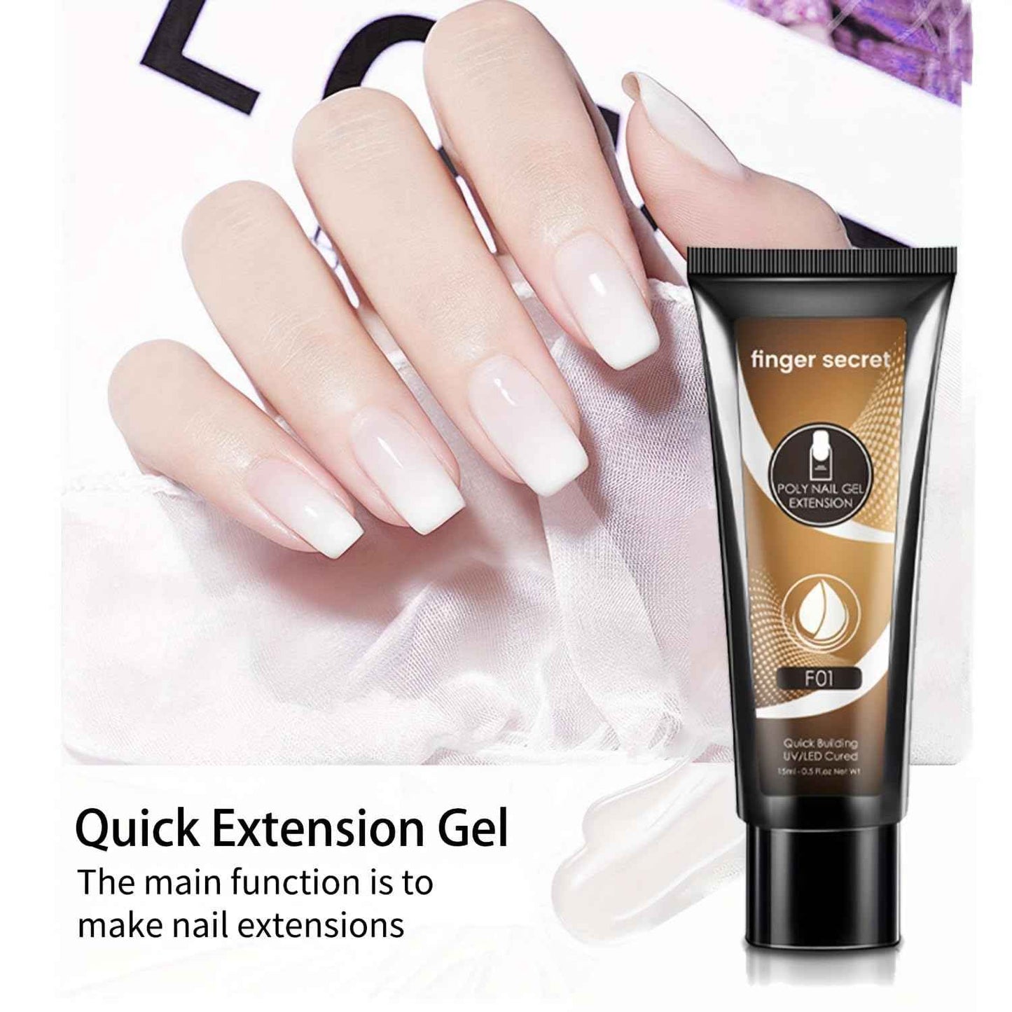 Poly Extension Gel Nail Kit with 8 Colors, Nail Lamp & Manicure Tools - DIY Starter Gift Set