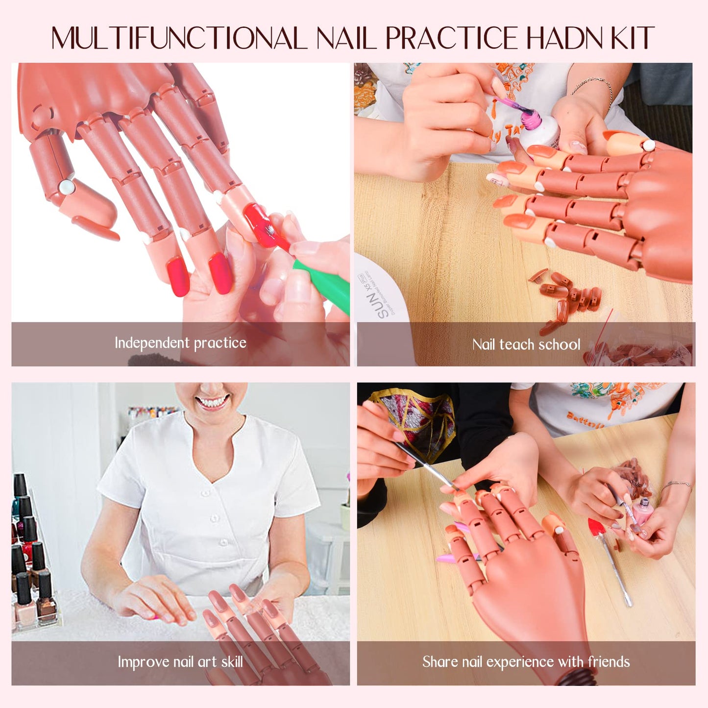 Saviland 4PCS Acrylic Nail Brush Set Size 6/10/12/14 and Practice Hand for Acrylic Nails