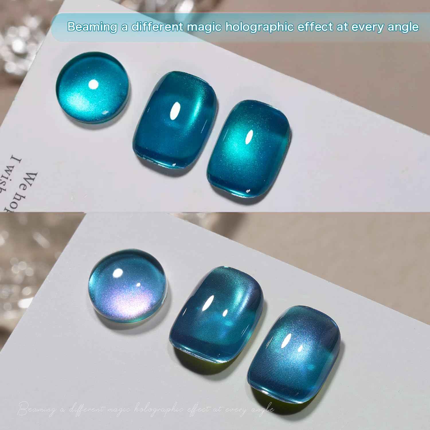 Cat Eye Gel Nail Polish Set with Glitter & Matte Top Coat - 6 Colors