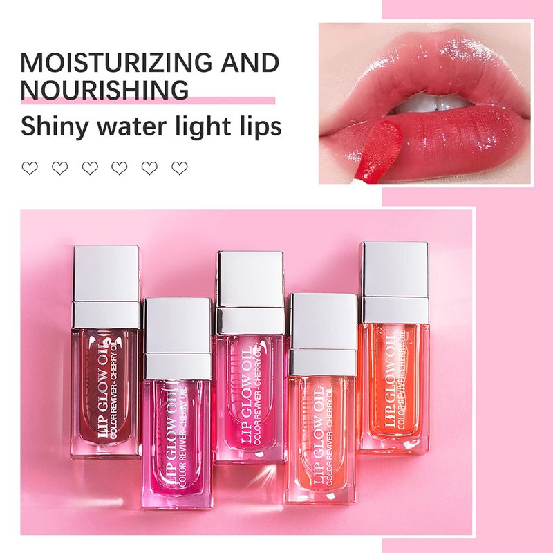 Alisesun Lip Oil Hydrating Tinted Lip Balm, Plump Lip Gloss Lip Care Transparent Toot Lip Oil Tinted (004# Transparent)