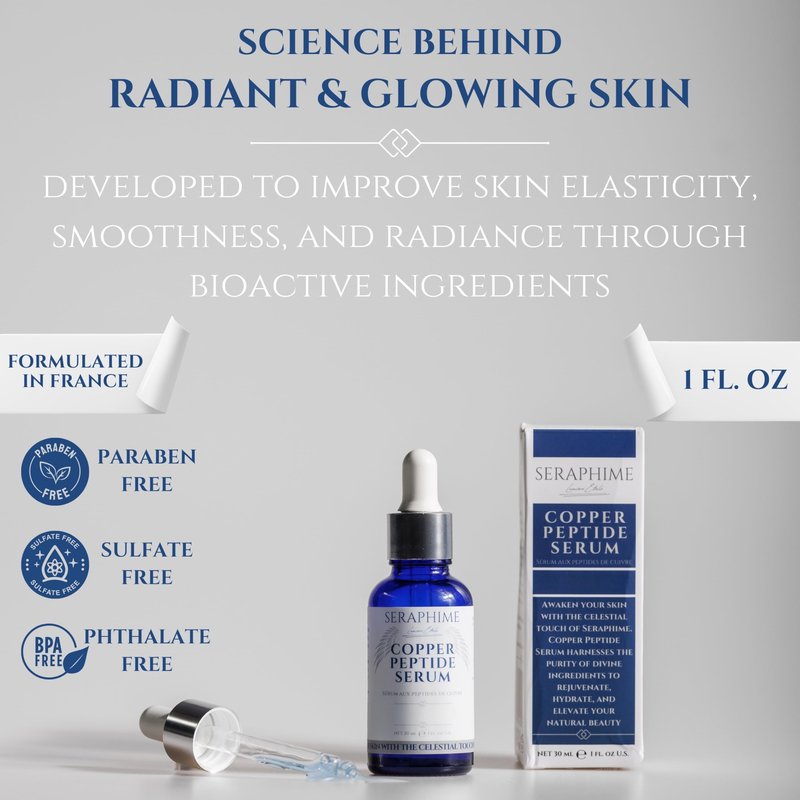 Copper Peptides Serum for Face, 2% Copper Peptide with 4% Epidermal Growth Factor (EGF Serum), Niacinamide, Ceramides, Squalane & Hyaluronic Acid, Multi Peptide, Collagen Peptide Complex, 1 fl oz