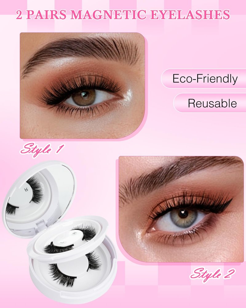 EMEDA Magnetic Eyelashes Natural Look No Glue Reusable Magnetic Lashes with Applicator, Faux Mink Lashes Lightweight & Comfortable for Women Sensitive Eyes Daily Makeup with Mirror Case (17)