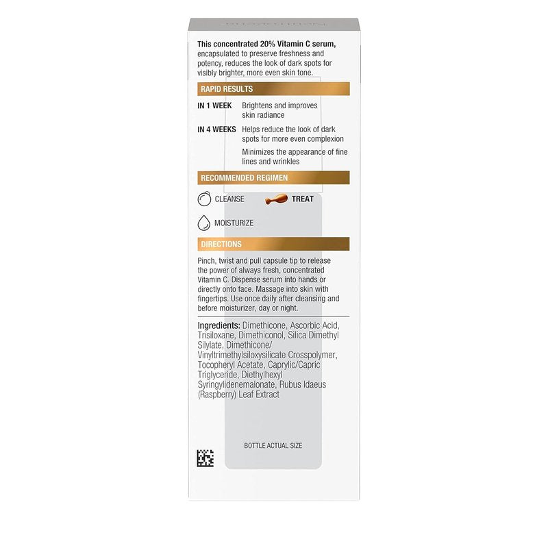 Neutrogena Rapid Tone Repair | 20% Vitamin C Brightening Serum Capsules - Oil-Free Antioxidant for Dark Spots & Even Skin Tone, 30 Count