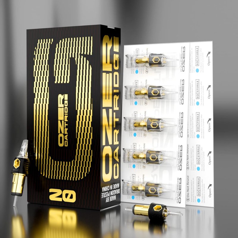 OZER Tattoo Cartridge - #1207RL(0.35mm) 20Pcs Disposable Tattoo Needles with Membrane Safety Cartridges for Tattoo Round Liner