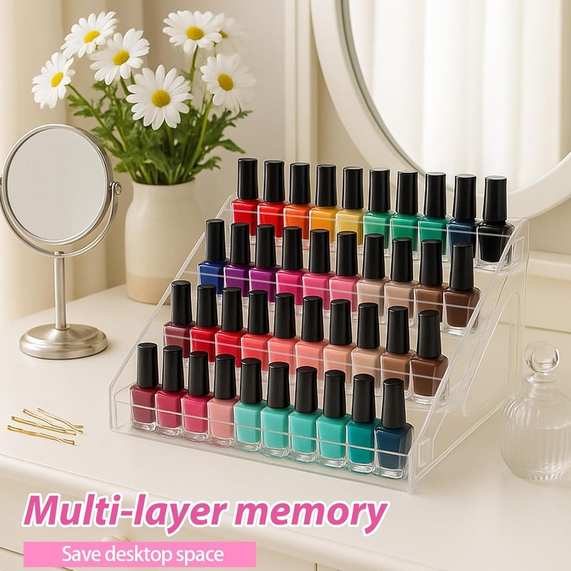 Acrylic Nail Polish Organizer - 5-Layer Sunglass & Eyeglasses Display Rack | Clear Makeup Storage Solution