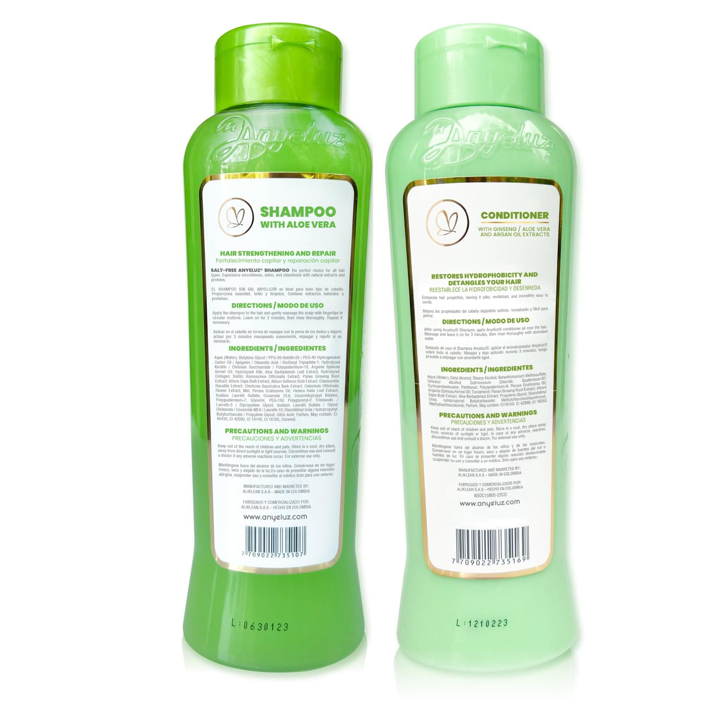 ANYELUZ Aloe Vera Shampoo and Conditioner Set, With Biotin, Provides Strength and Vitality to your Hair, Removes Excess Oil and Residues, for All Hair Types