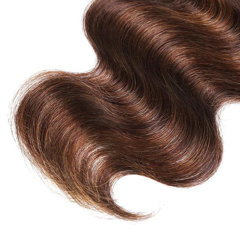 P4/30 Human Hair Bundles Highlight Brown Bundles Human Hair Chocolate Brown Body Wave Bundle 12 14 16 Inch Double Weft Unprocessed Brazilian Remy Hair Extensions 3Pcs/Set Deals