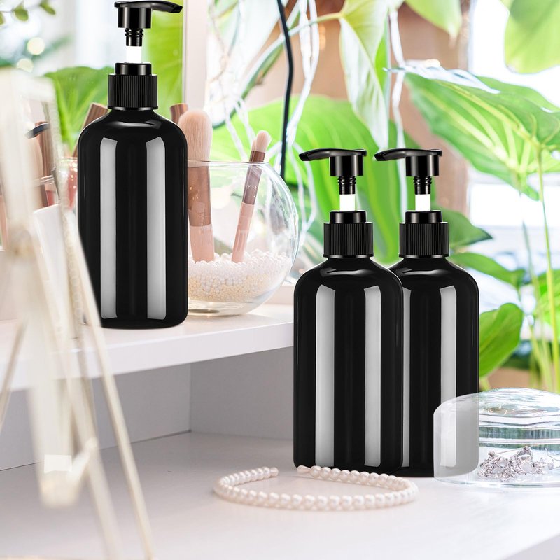 CroBlissful 24 Pcs Empty Plastic Pump Bottles 8oz Refillable Lotion Pump Bottle Containers with Dispenser for Shampoo, Conditioner, Face Cream, Massage Oil, Liquid Soap (Black)