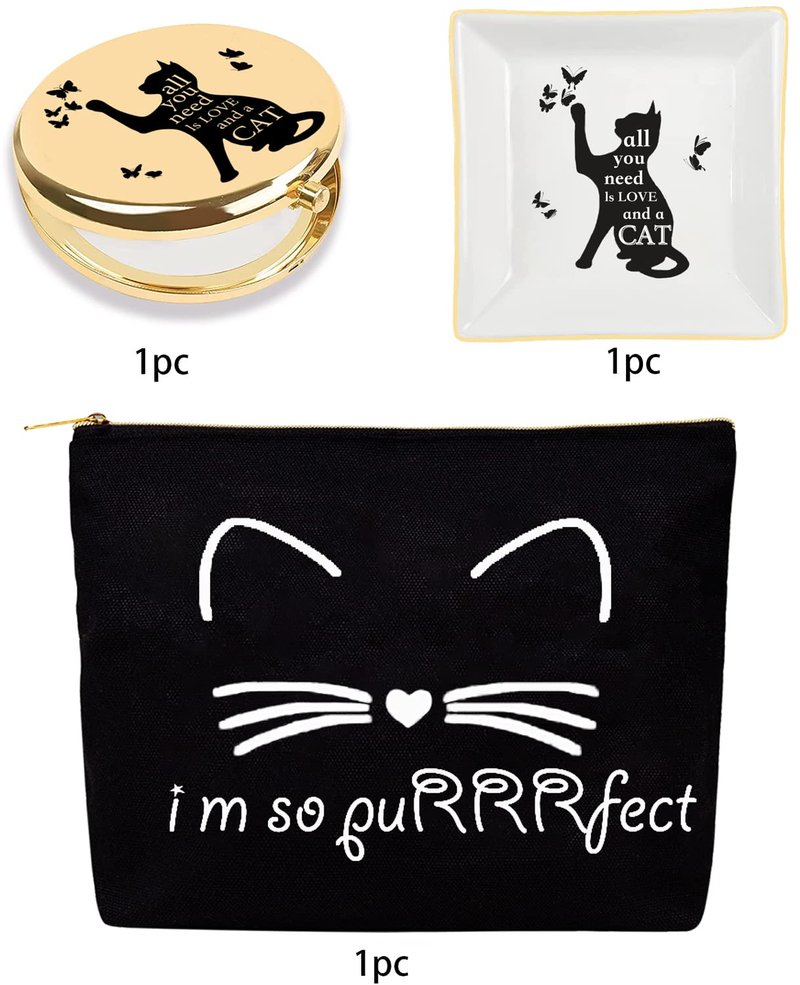Cat Lovers' Gifts - Black Cat Zipper Makeup Bag & Travel Toiletry Pouch Organizer