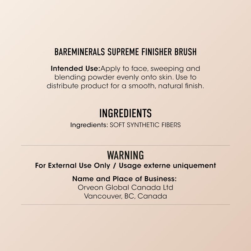 bareMinerals Supreme Finisher Makeup Powder Brush with Synthetic Fibers, For Applying Setting Powders, Highlighters + Bronzers, Vegan Blending Brush