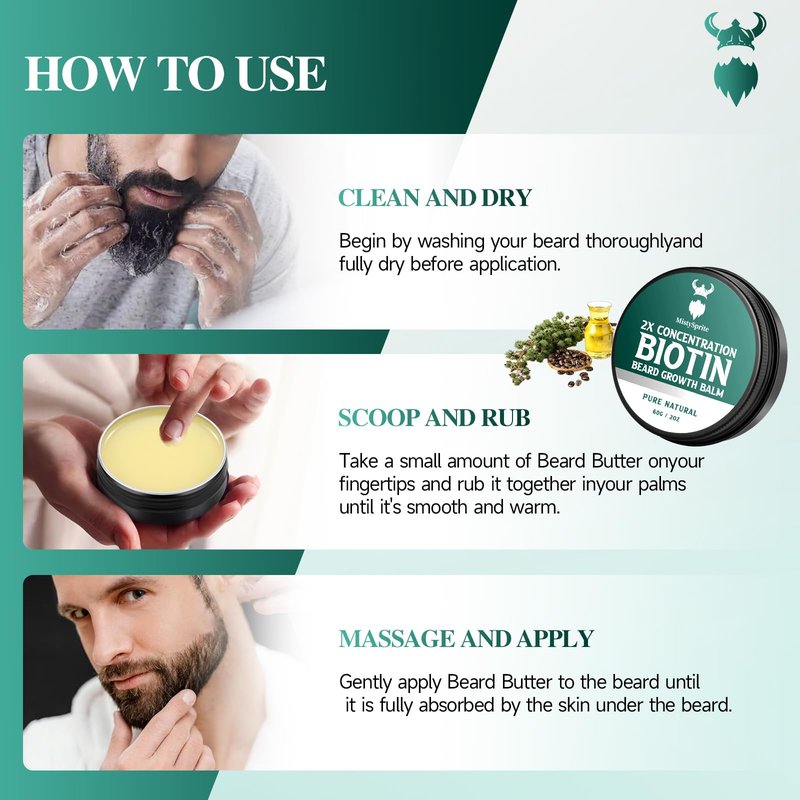 Beard Balm,2X Concentration Biotin Beard Balm for Men (2 oz) - Natural Mens Beard Oil with Castor Oil,Argan Oil, Jojoba Oil and Vitamin,Thickening for Beard,Beard Growth Softener (Cedarwood)
