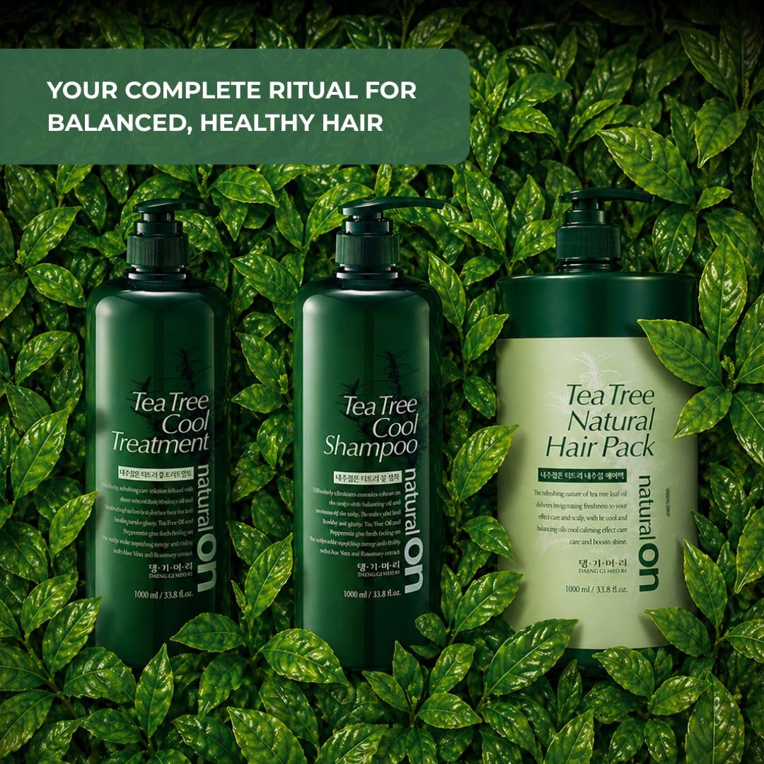 Daeng Gi Meo Ri Tea Tree Cool Shampoo | Cooling Scalp Care with Tea Tree & Aloe Vera | Refreshes Oily Hair, Hydrates Dry Hair, Gentle Cleansing | 1000ml