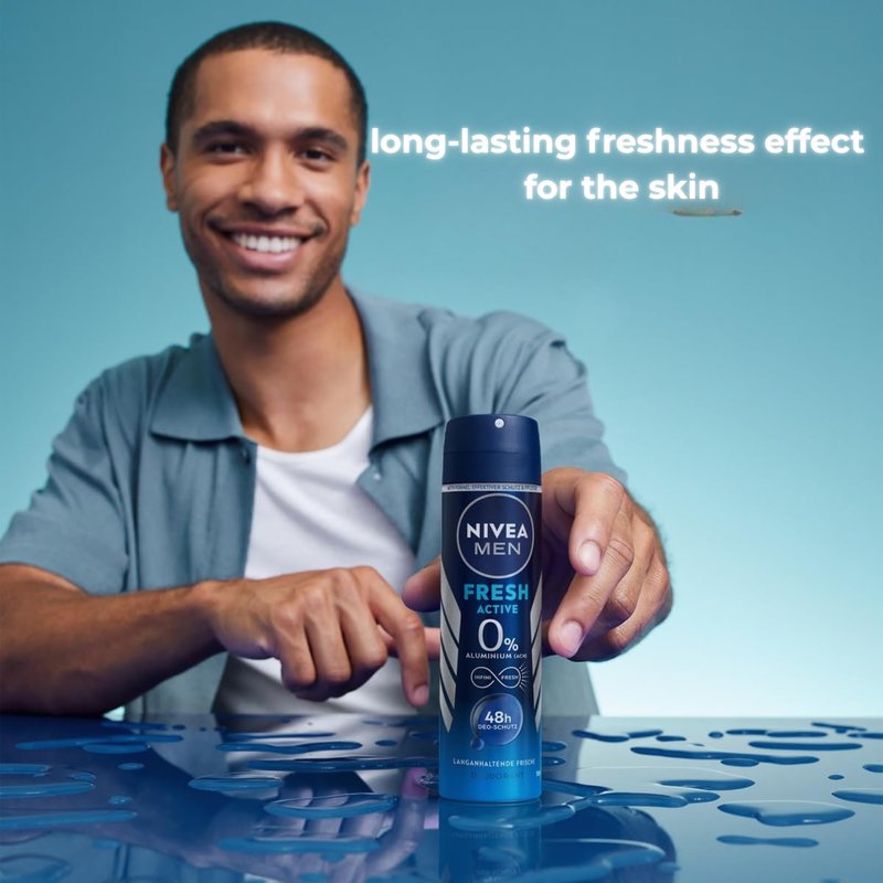 NIVEA Men Fresh Active Deodorant Spray 6 x 150 ml Pack of 6