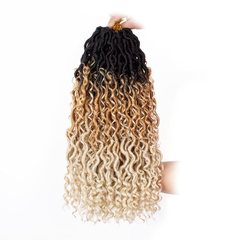 Goddess Locs Crochet Hair - 18 Inch Ombre Boho Faux Locs | 8 Packs, Pre-Looped, Soft Synthetic Braids