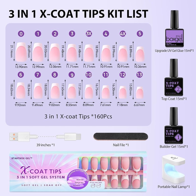 French Tip Nails - Coffin Shape XCOATTIPS Design | Stylish Nail Art for Elegant Looks