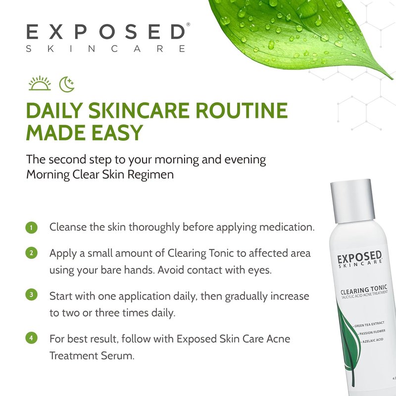Clearing Tonic Facial Toner - 1% Salicylic Acid & Witch Hazel for Acne | Natural & Non-Toxic