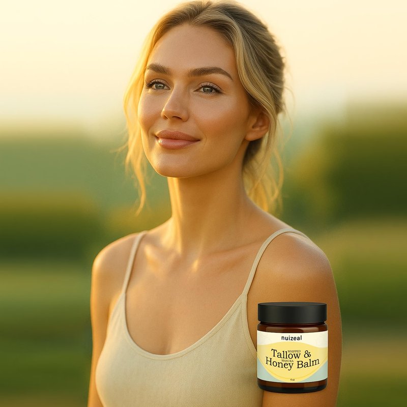 NUIZEAL Whipped Beef Tallow for Skin & Face - Tallow and Honey Balm Moisturizer, Grass-Fed, Calendula, Bergamot & Vanilla, 4 oz (4 oz, for Women)