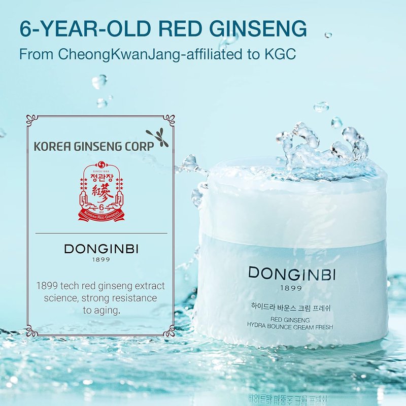 Donginbi Red Ginseng Hydra Bounce Cream - Firming Face Moisturizer with Hyaluronic Acid for Dry Skin | 0.84 oz / 25 ml