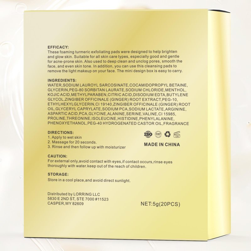 Turmeric Kojic Acid Facial Cleansing Pads for Gentle Exfoliation and Brightening, 20 Count (Pack of 1), For All Skin Types