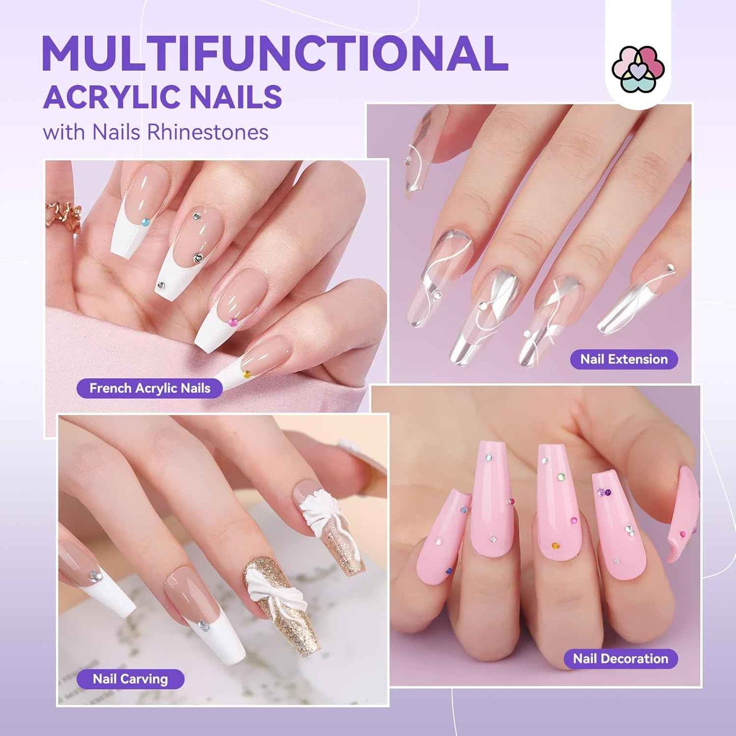 French Acrylic Nail Kit - SAVILAND Half Cover Nail Tips (10 Sizes) with Glue
