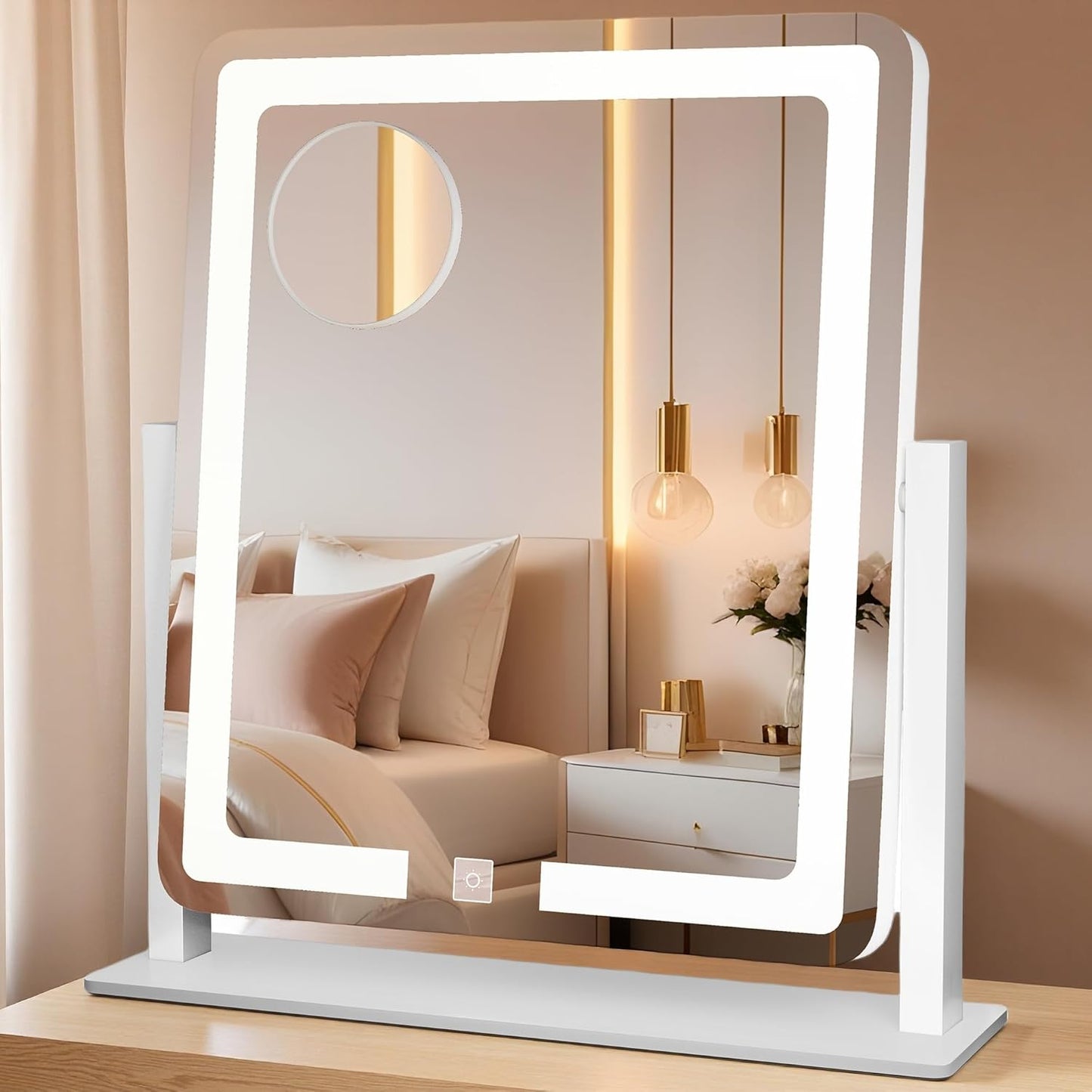 YITAHOME Smart LED Makeup Mirror - 360° Rotating 10x Magnifying Vanity Mirror | 3 Color Lighting Modes