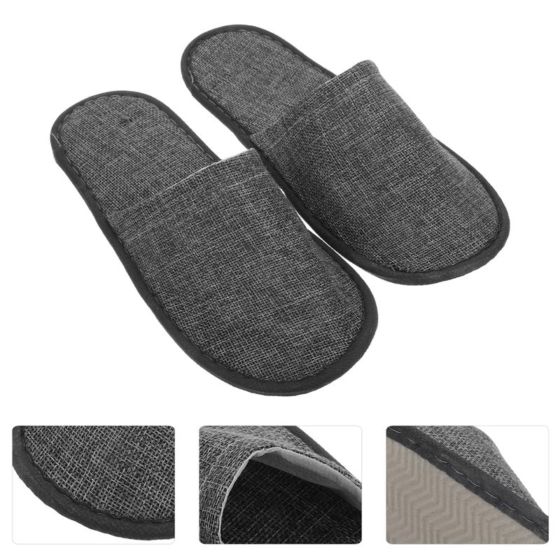 Disposable Cotton Linen Hotel Slippers Non-Slip Foldable Lightweight Guest Slippers Pack of 20 for Home Spa Travel