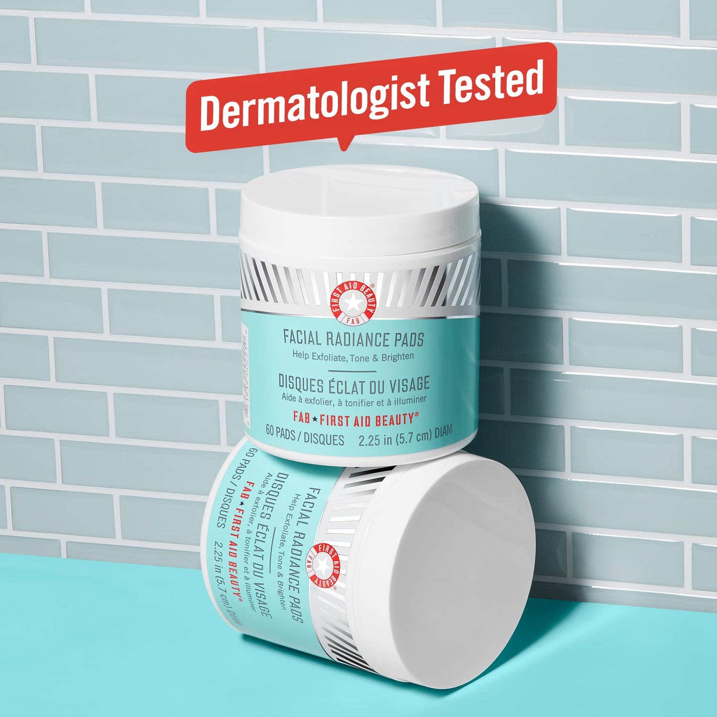First Aid Beauty Facial Radiance Pads with Glycolic + Lactic Acids – Daily Exfoliating Pads with AHA that Help Tone & Brighten Skin – 60 Count