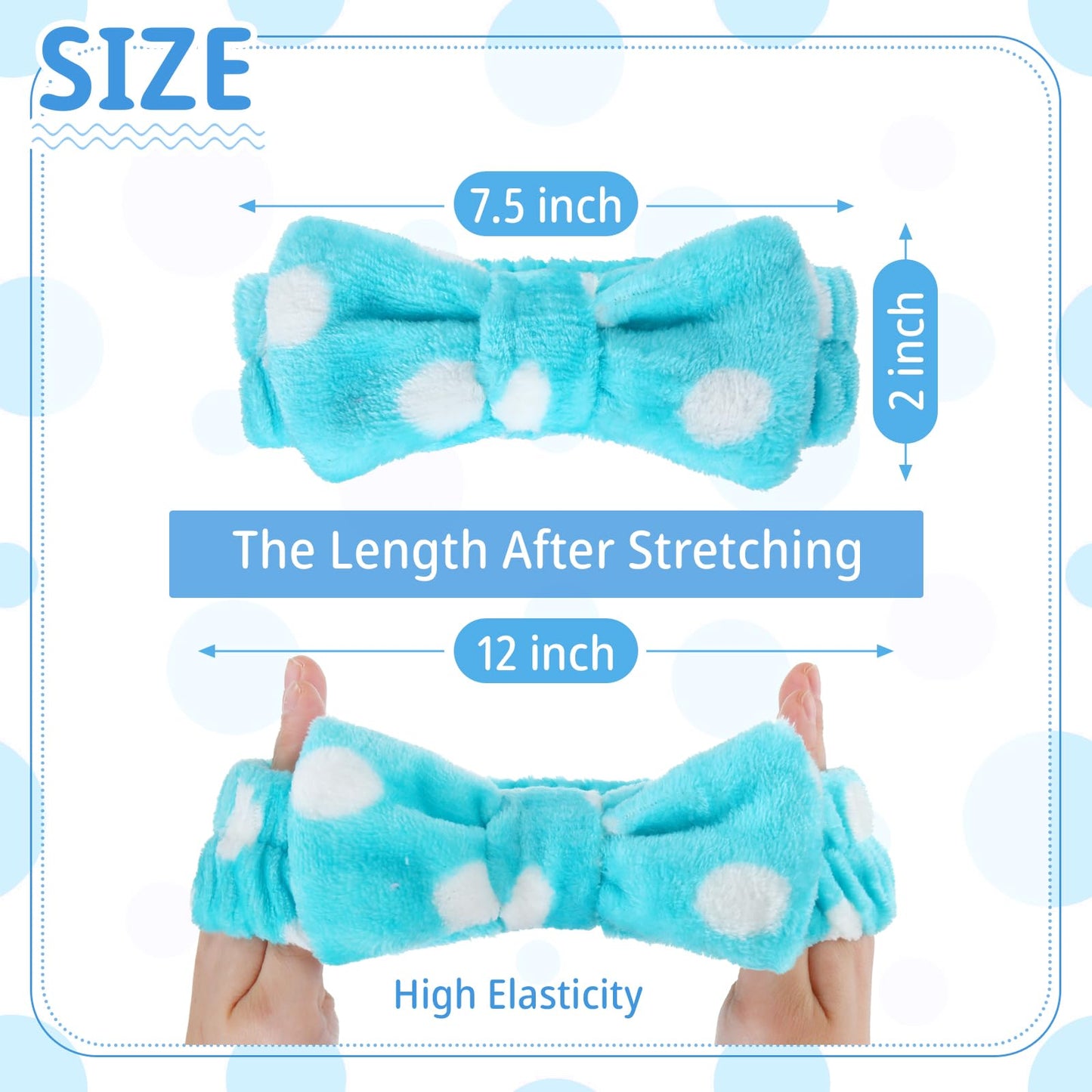 Riceshoot 24 Pcs Spa Headband Bow Hair Band for Washing Face Women Skincare Elastic Makeup Headband Coral Fleece Face Wash Facial Head Wraps Hair lace for Cosmetic Shower