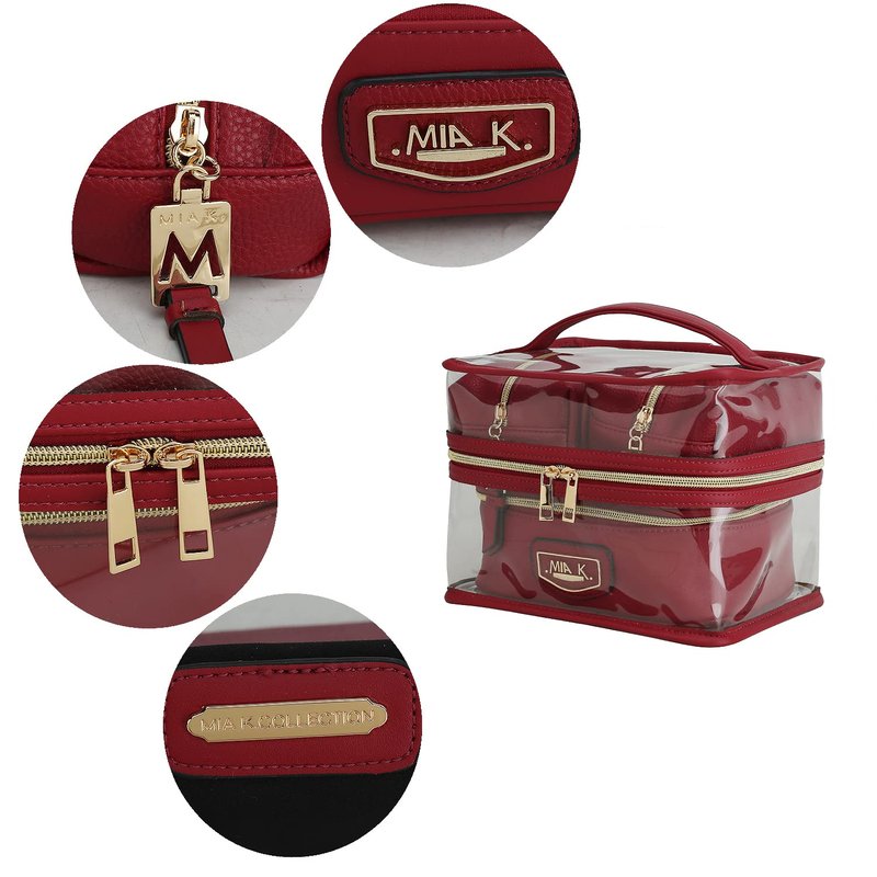 MKF Collection 4PCS Stylish Cosmetic Bag Portable Makeup Travel Organizer Case Pewter Silver by Mia k