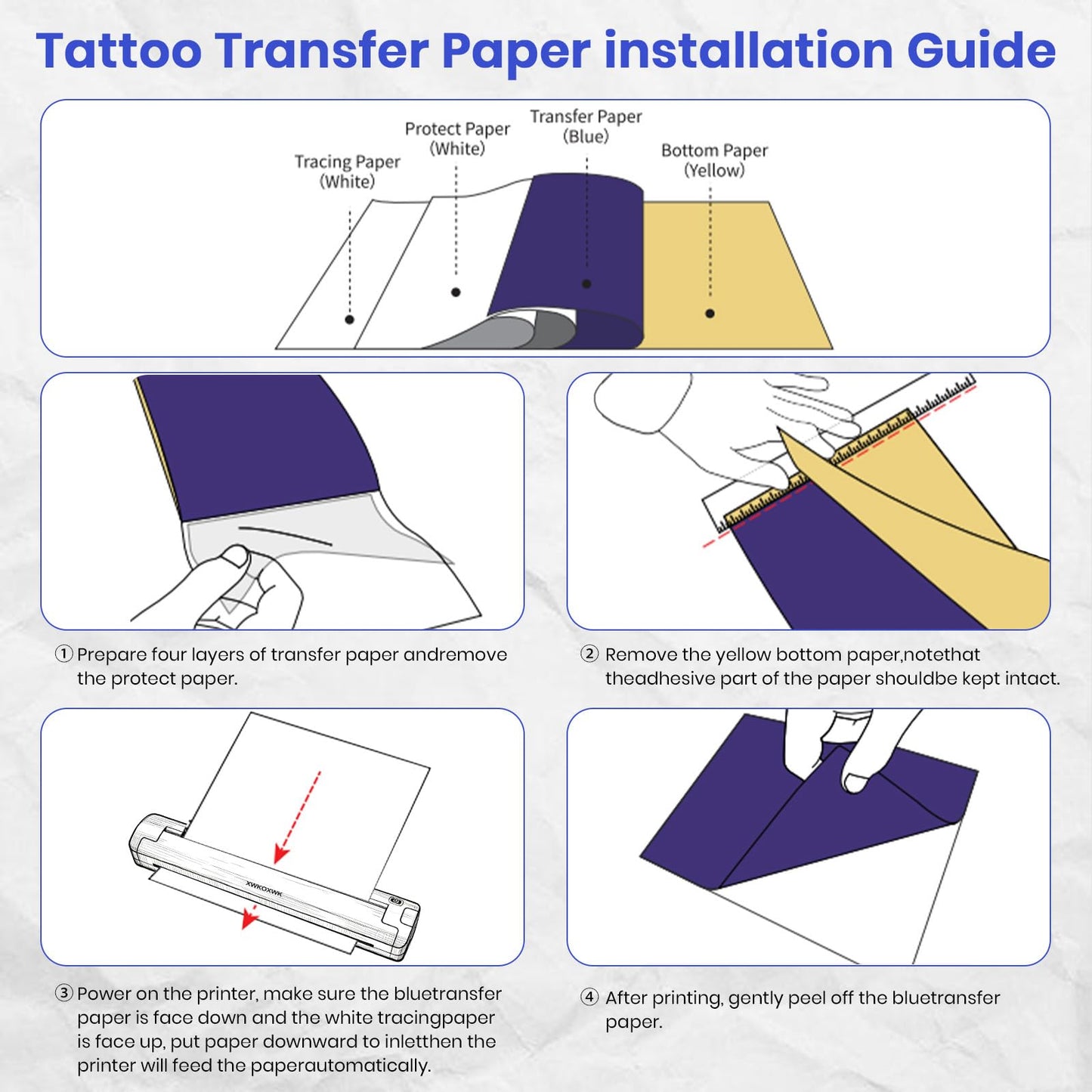 2026 New Tattoo Stencil Printer Machine for Tattoo Artists&Beginners,with 3 pcs Tattoo Transfer Paper and 10 Folded Paper,Compatible with Phone/Pc,Thermal Portable Inkless Wireless Printer