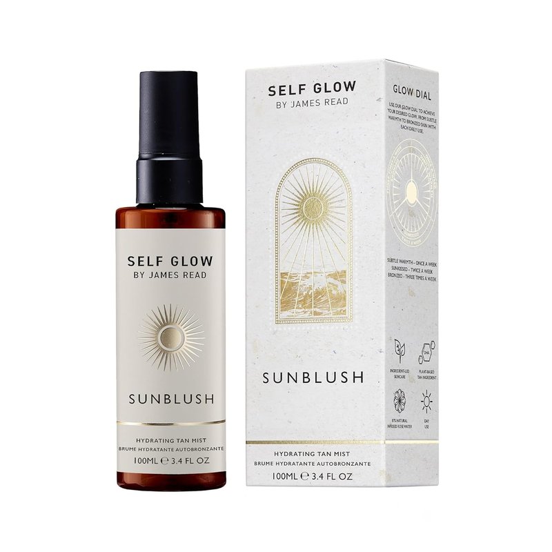 Self Glow Sunblush Hydrating Tan Mist - Lightweight Gradual Tanner with Rosewater | Non-Drying Alcohol (100mL | 3.4 fl oz)