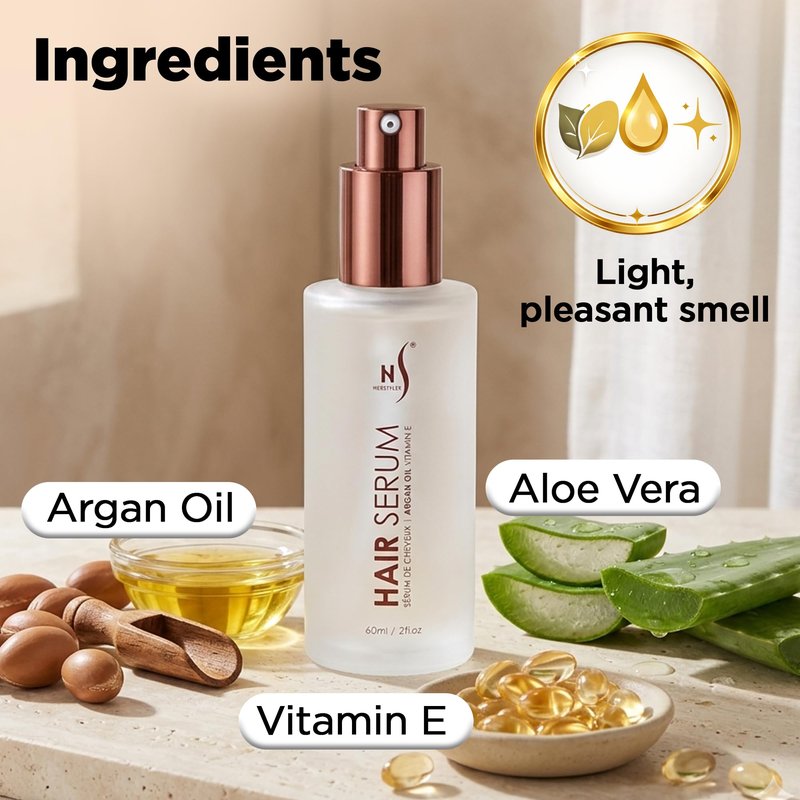 HerStyler Hair Repair Serum - Argan Oil Hair Serum for Frizzy and Damaged Hair - For Frizz, Styling and Shine - Lightweight - Hydrating - Fast Absorbing - For Thicker, Fuller Hair - 2 Fl Oz - 4 Pack