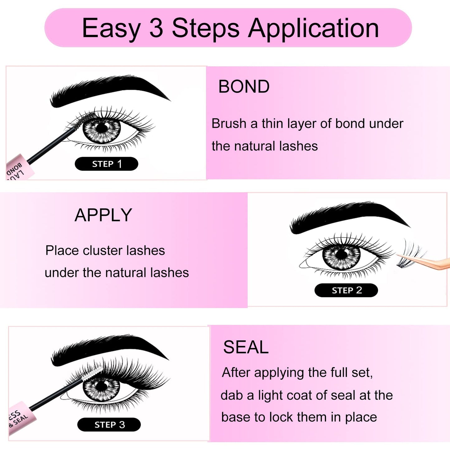 Lash Extension Kit 300 Pcs Lash Clusters Kit Lash Bond and Seal Waterproof DIY Lash Extension Kit Lash Remover Eyelash Brush Lash Tweezers Eyelash Extension Kit (Set 40D-0.07D-8-18Mix)