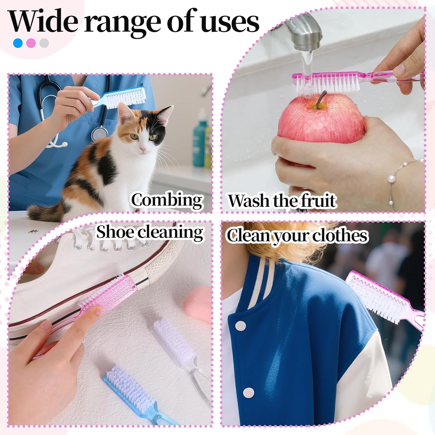 Nail Scrubber Brush Set - 60 PCS Fingernail & Toenail Cleaning Brushes | Ergonomic Handle, 3 Colors