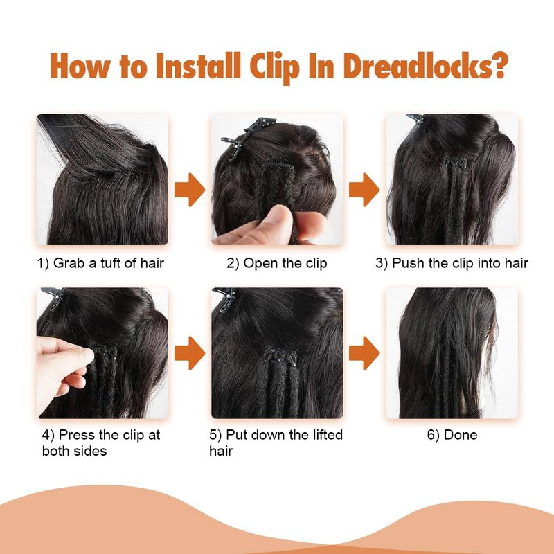 Clip-In Dreadlock Extensions - 24 Inch Synthetic Dreads for Women | 10 PCS Mixed Colors