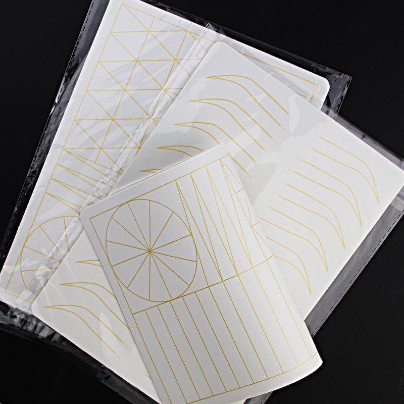 Guapa Silicone Eyebrow Practice Skin Ombre Powder Brows Fake Skin Sheet Double Sides Microblading Practice Skin for Tatto Artists and Beginners (3pcs White Brow Skin with Golden Outline)
