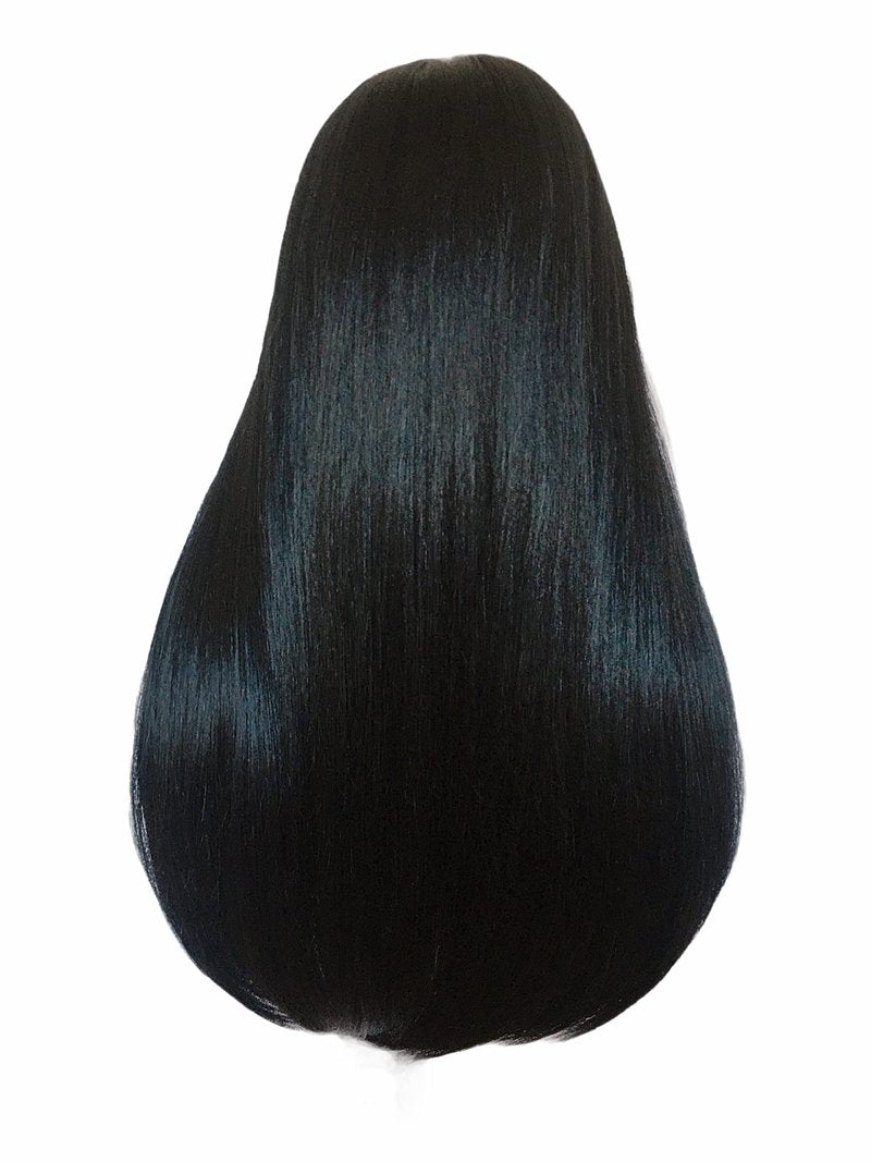 Joe Green 13x5" Free Part HD Lace Frontal Wig Synthetic Pre-Plucked Hair Straight (13x5 Natural Black Long Straight)
