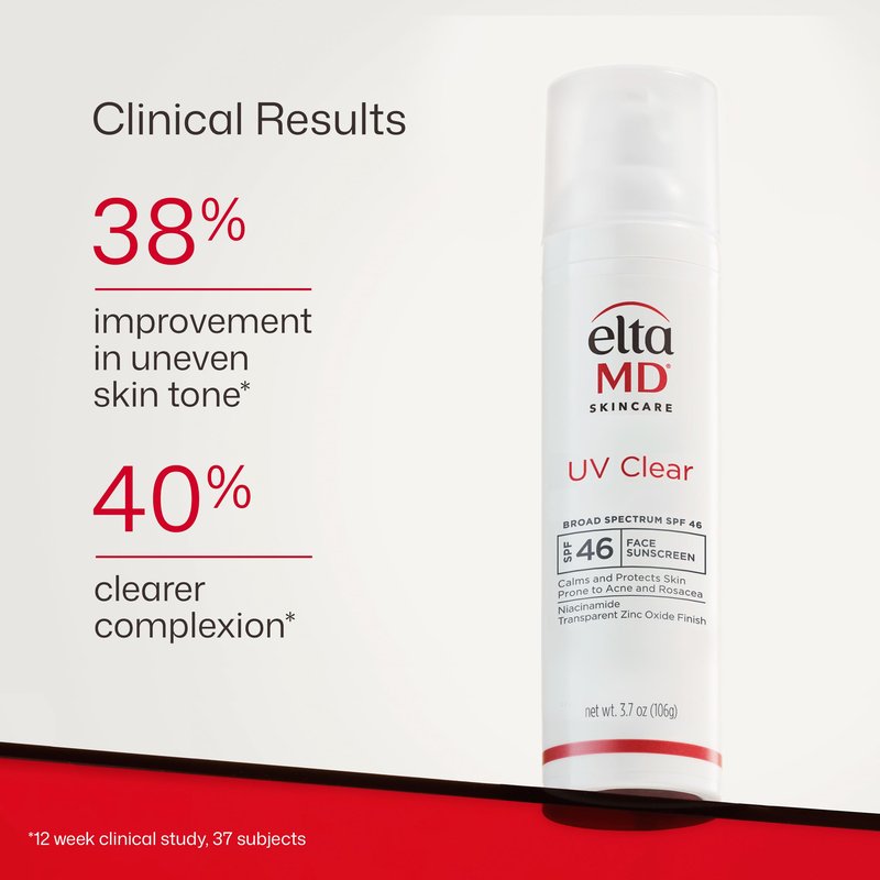 EltaMD UV Clear Face Sunscreen SPF 46, Oil Free Sunscreen with Zinc Oxide, Dermatologist Recommended, For Acne-Prone Sensitive Skin, 3.7 oz