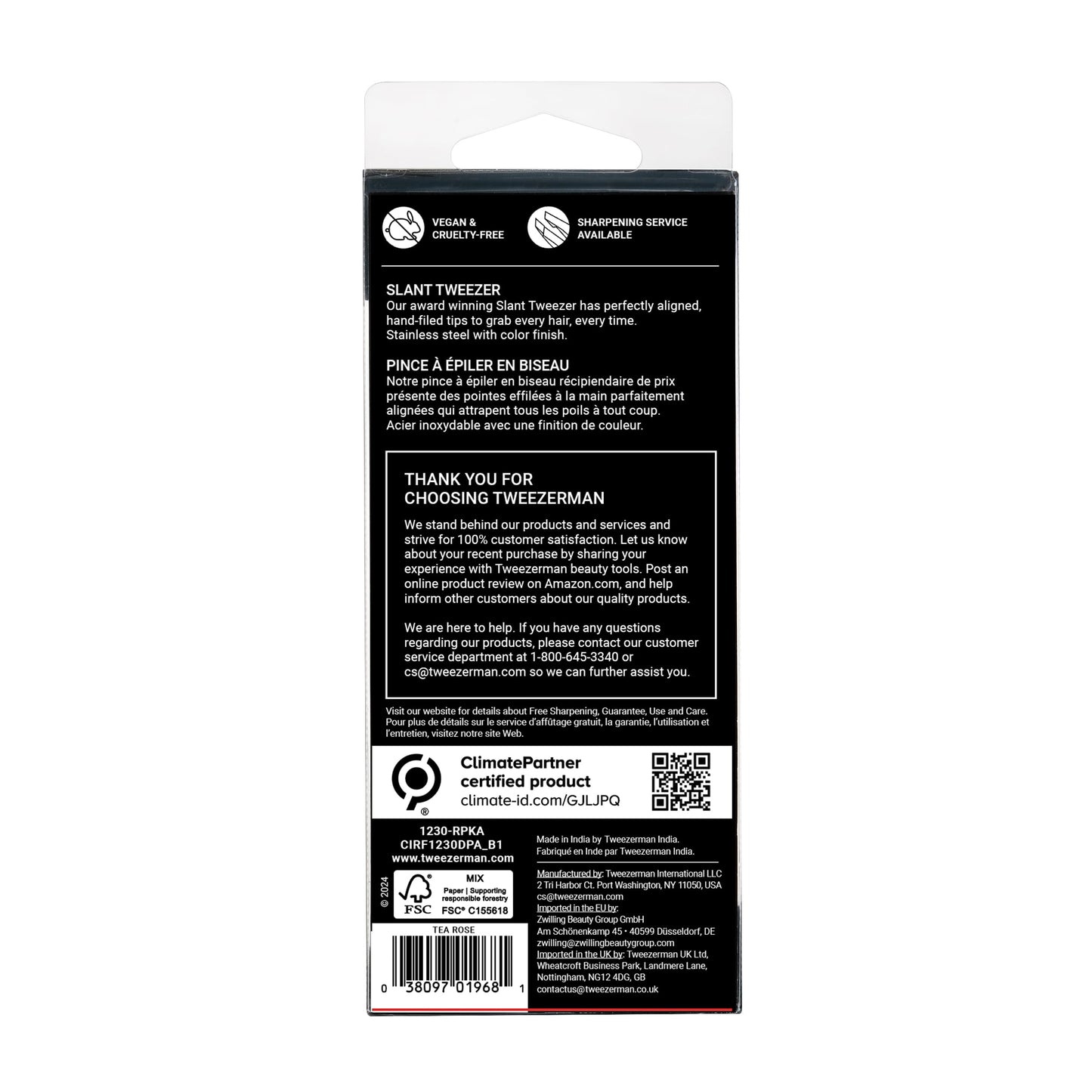 Tweezerman Slant Tweezer – Tweezers for Eyebrows Tea Rose