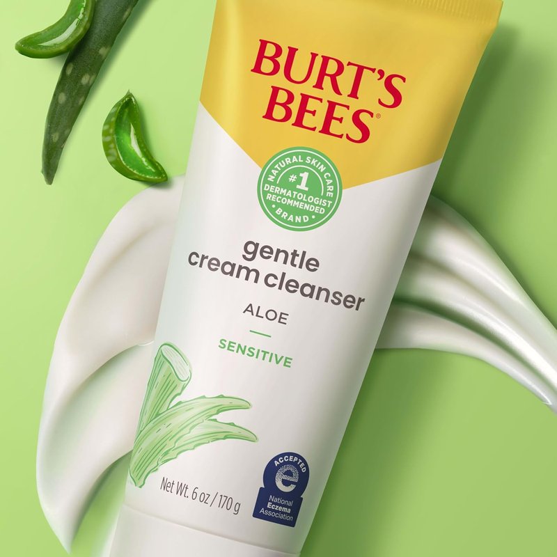 Burt's Bees Gentle Cream Cleanser - Aloe for Sensitive Skin, 98.9% Natural, 6 Oz