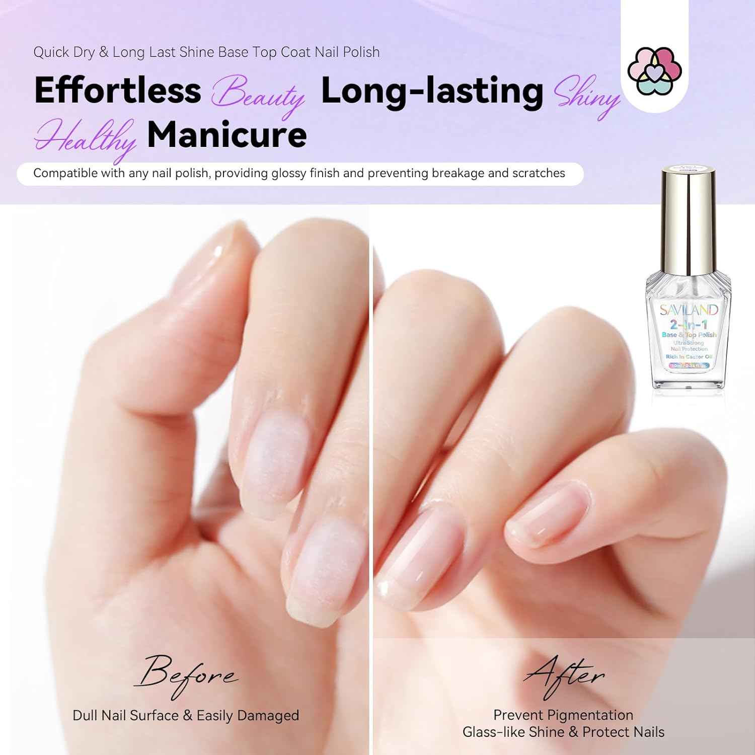 Aurora Nail Polish Kit - 12 Colors + 2-in-1 Base & Top Coat for Nail Art