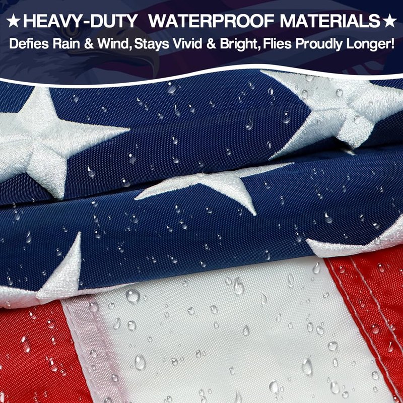 American Flags for Outside 3x5 Ft American Flag Outdoor Heavy Duty, USA Flag residential, US Flags High Wind Embroidered Stars, Sewn Stripes, Thick Spun Polyester UV Fade Resistant, Brass Grommets