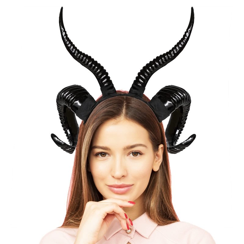 Moyubath Devil Horns Headband, Black Maleficent Antlers Gothic Steampunk Demon Horns Headband for Halloween Fancy Dress Costume Photo Props