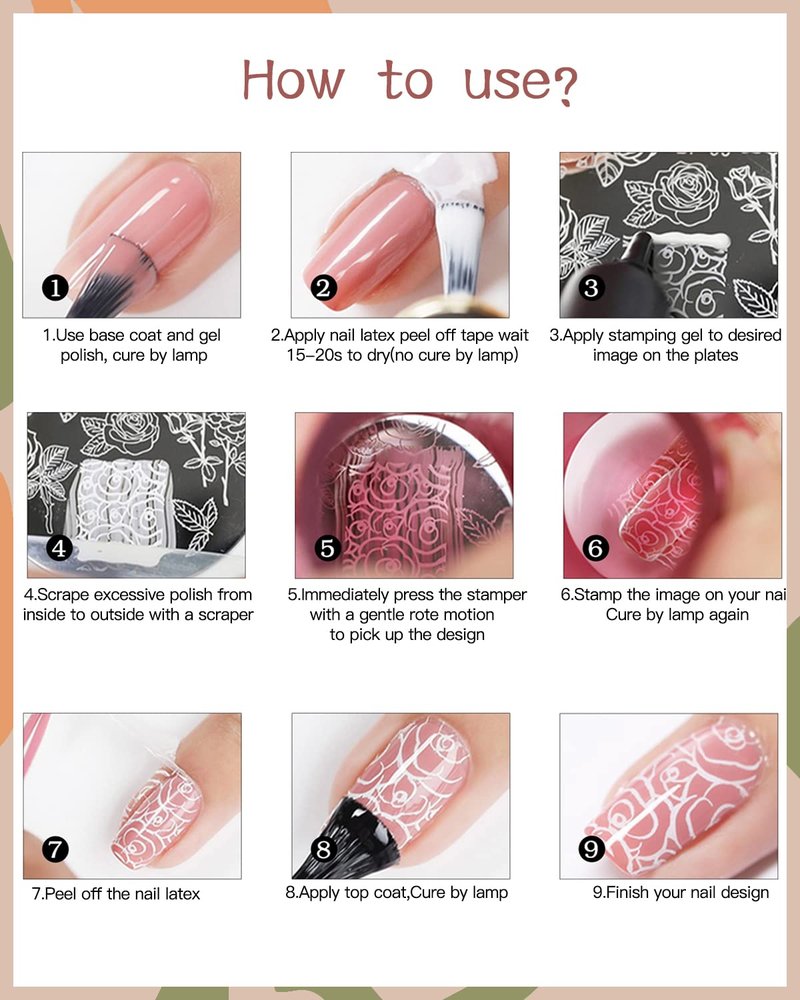 SEISSO 12 Colors Nail Stamping Polish Gels+5Pcs Stamp Print Templates+1 Peel Off Nail Tape Stamp Latex+1 Stamper with Scraper, Stamping Nail Polish Art Set Manicure Gift Collection