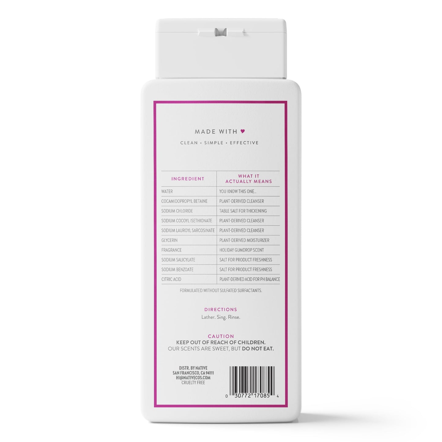 Native Body Wash, Holiday Edition, Holiday Gumdrop Scent, Contains Naturally Derived Ingredients | For Women & Men, Sulfate, Paraben, & Dye Free Leaving Skin Soft and Hydrated | 18 oz