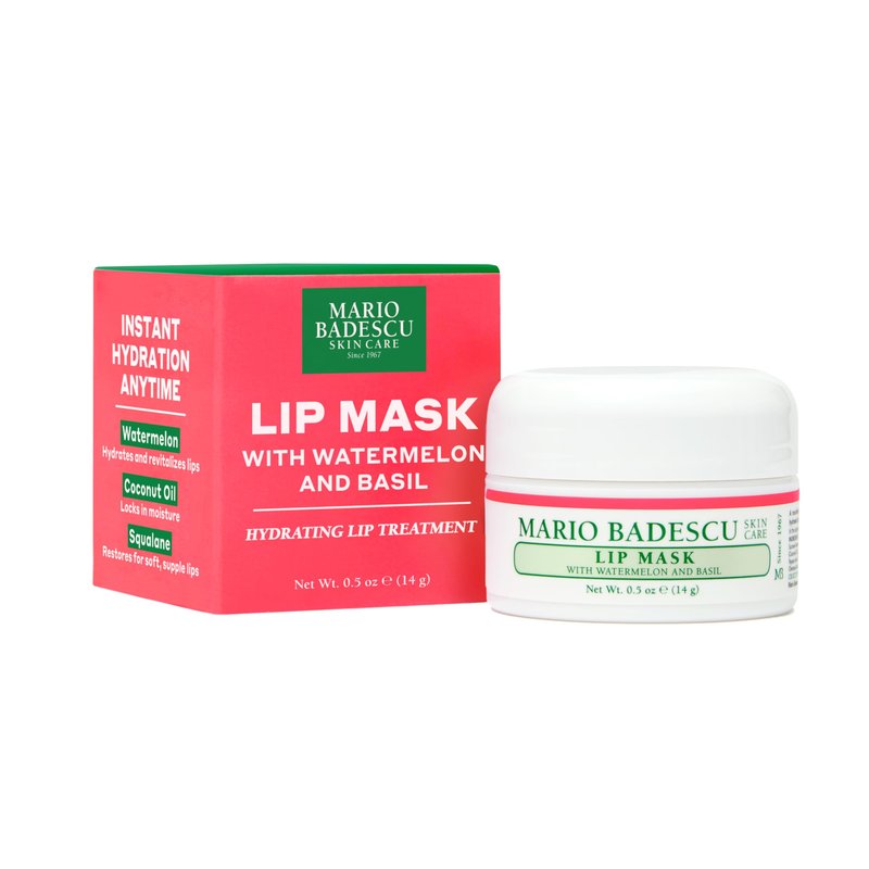 Mario Badescu Lip Mask with Watermelon & Basil for All Skin Types, Overnight Lip Treatment Enriched With Skin Softening Coconut Oil, Hydrating Shea Butter, Papaya Oil & Squalane, 0.5 Oz