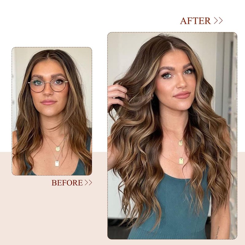 Dark Brown Hair Extensions Real Human Hair Curly Clip in Hair Extensions Real Human Hair 70g 7pcs 16inch Chestnut Brown Water Wavy Soft and Natural Remy Human Hair Extensions (#1bt1b sliver, 16 Inch)