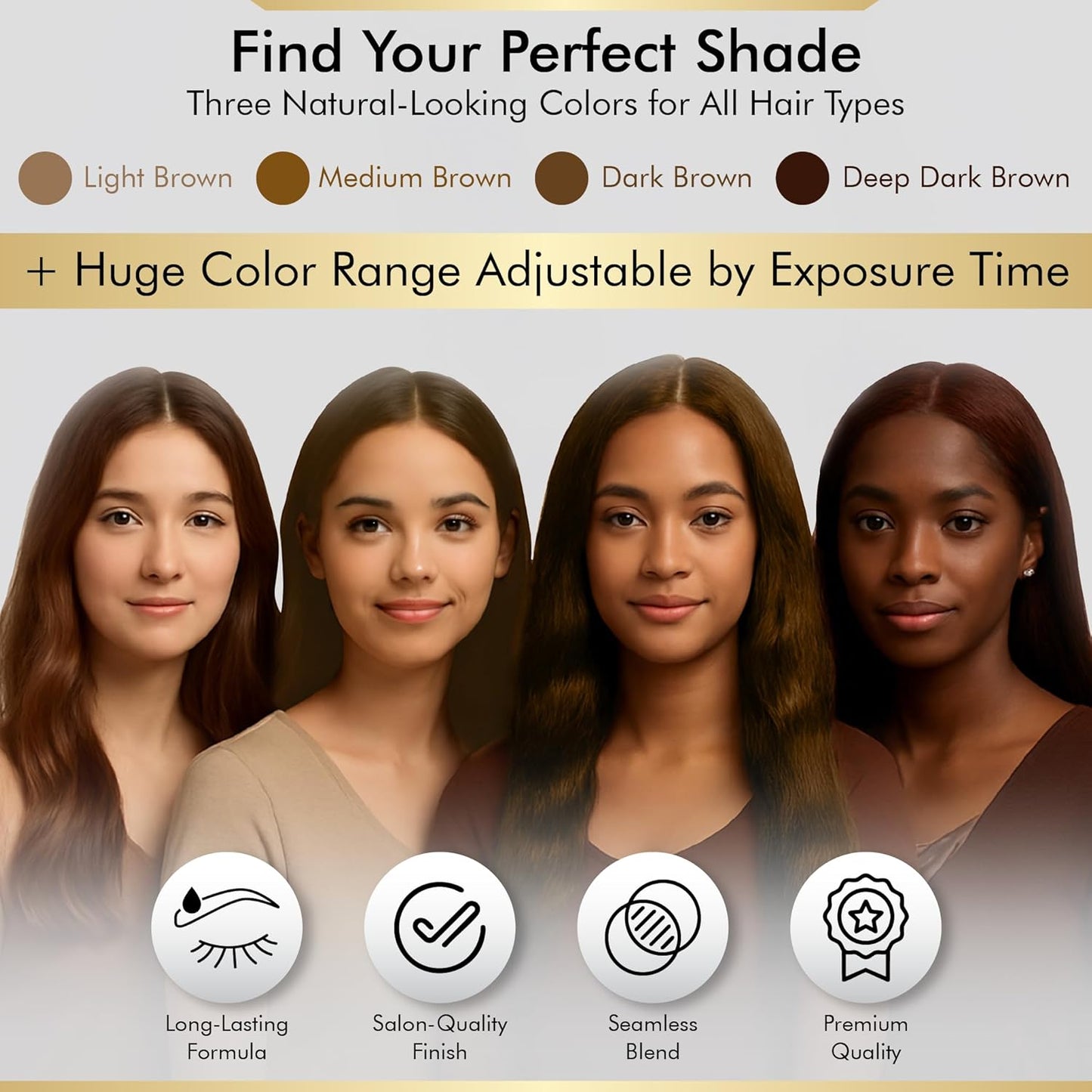 BROWSXPERT Professional Shading Touch-Up Kit - Herbal Henna Color Powder with Mixing Dish & Brush | 3.5g | Medium Natural Brown