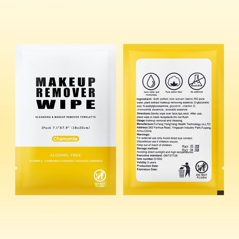 Pack of 200 Makeup Remover Wipes Individually Wrapped,Chamomile Scent,Face Cleansing Wipes Bulk, Travel Towelette Makeup Remover Cloth for Face Cleansing Skin Care Remove Makeup