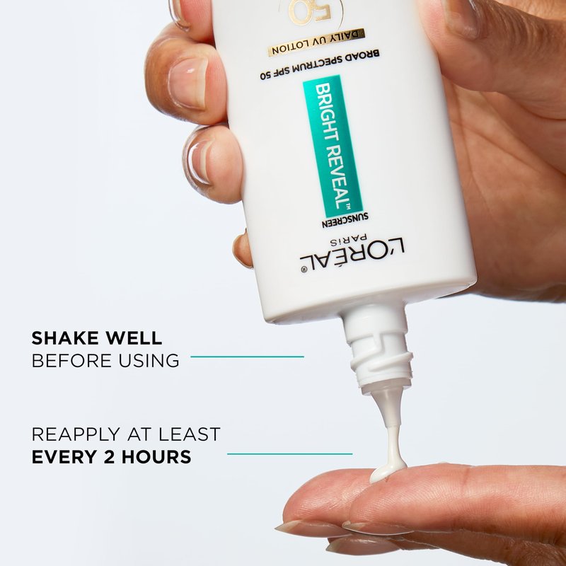 L'Oreal Paris Bright Reveal Broad Spectrum Daily SPF 50 UV Lotion, 1.7 fl oz + Moisturizer Sample